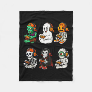Halloween Skeleton, Zombie Gamer Video Gaming  Fleece Blanket