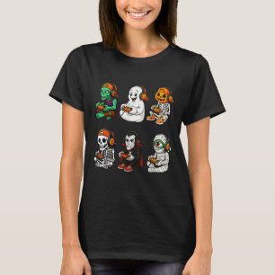 Halloween Skeleton, Zombie Gamer Video Gaming  T-Shirt