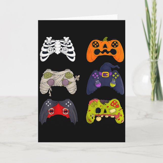 Halloween Skeleton Zombie Gaming Controllers  Card (Front)