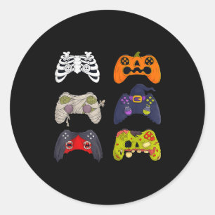 Halloween Skeleton Zombie Gaming Controllers Classic Round Sticker
