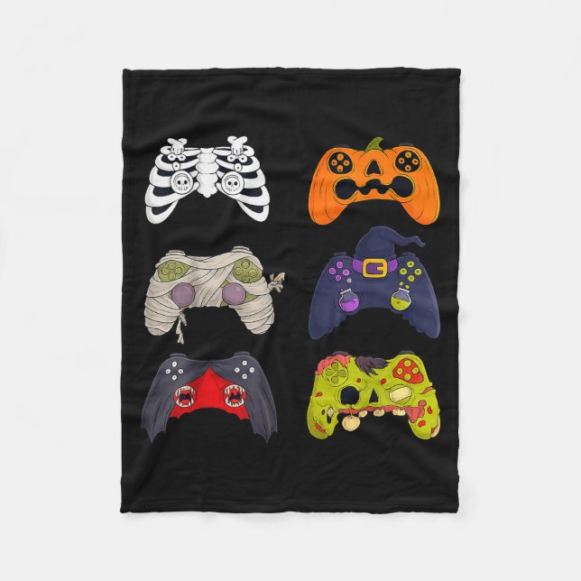 Halloween Skeleton Zombie Gaming Controllers  Fleece Blanket (Front)