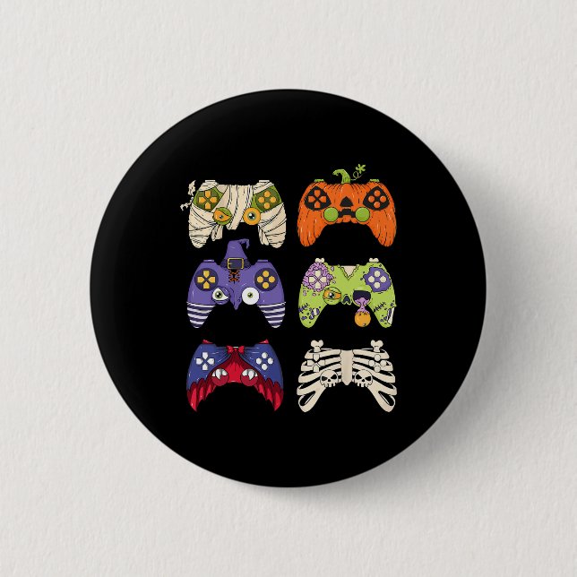 Halloween Skeleton Zombie Gaming Controllers Mummy 6 Cm Round Badge (Front)