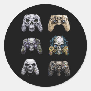 Halloween Skeleton Zombie Gaming Controllers Mummy Classic Round Sticker