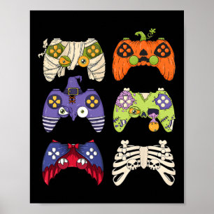 Halloween Skeleton Zombie Gaming Controllers Mummy Poster