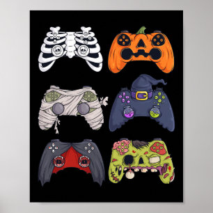 Halloween Skeleton Zombie Gaming Controllers Mummy Poster