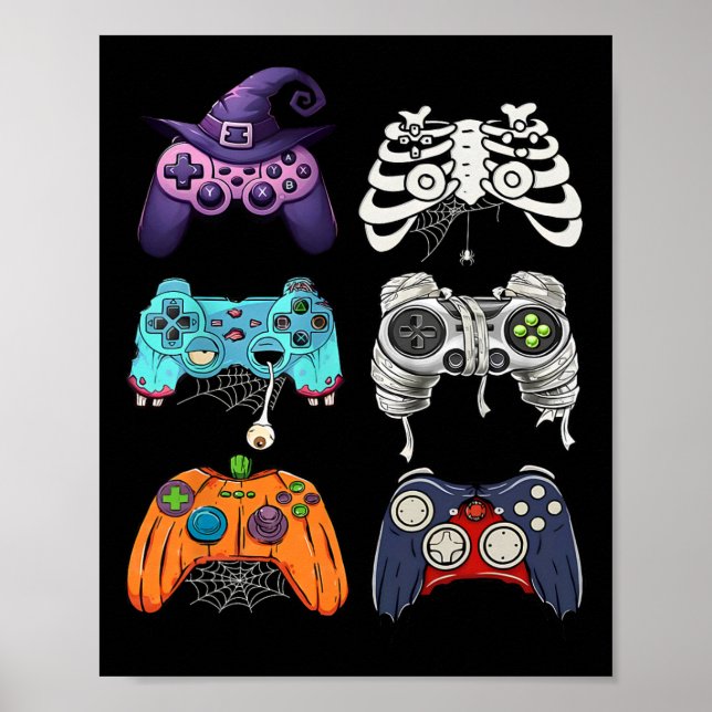 Halloween Skeleton Zombie Gaming Controllers Mummy Poster (Front)