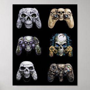 Halloween Skeleton Zombie Gaming Controllers Mummy Poster