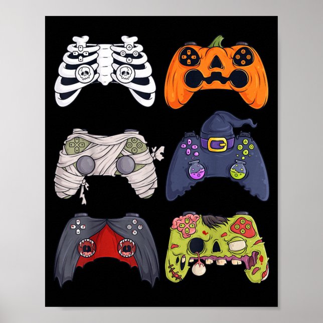 Halloween Skeleton Zombie Gaming Controllers Mummy Poster (Front)