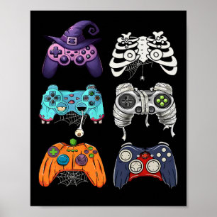 Halloween Skeleton Zombie Gaming Controllers Mummy Poster