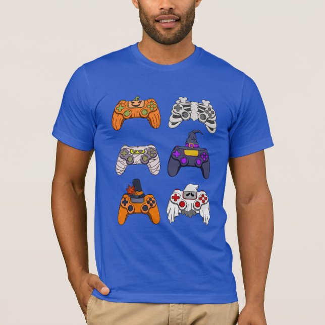 Halloween Skeleton Zombie Gaming Controllers  T-Shirt (Front)