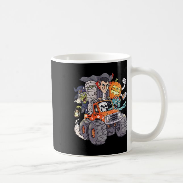 Halloween Skeleton Zombie Monster Truck Vampire Bo Coffee Mug (Right)