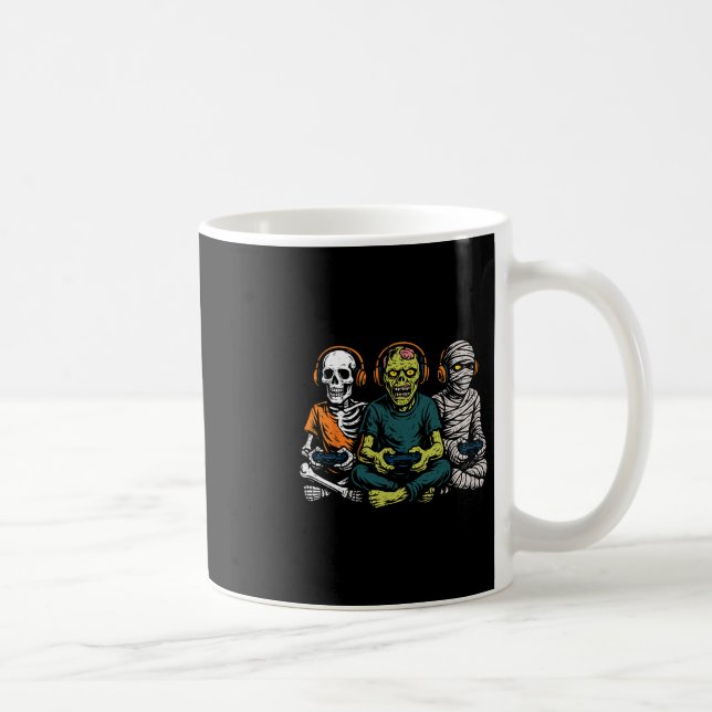 Halloween Skeleton Zombie Mummy Gamer Video Gaming Coffee Mug (Right)