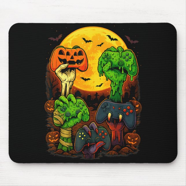 Halloween Skeleton Zombie Mummy Gaming Controller  Mouse Mat (Front)