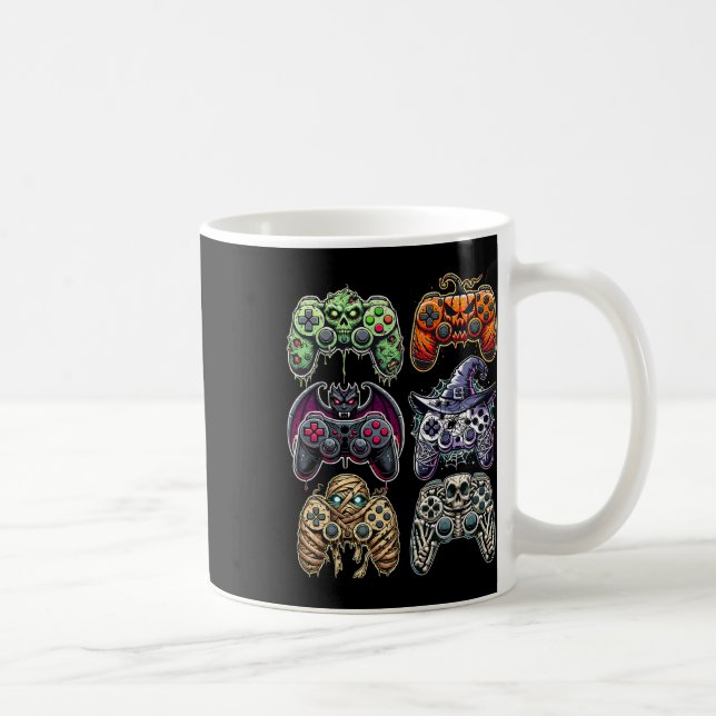 Halloween Skeleton Zombie Mummy Gaming Controllers Coffee Mug (Right)