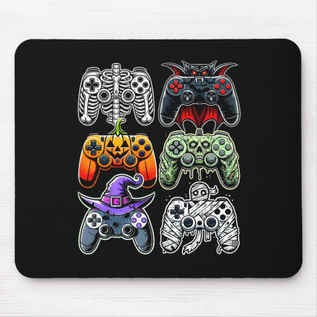 Halloween Skeleton Zombie Mummy Gaming Controllers Mouse Mat (Front)