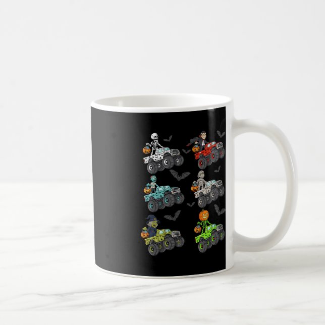 Halloween Skeleton Zombie Riding Monster Truck Vam Coffee Mug (Right)