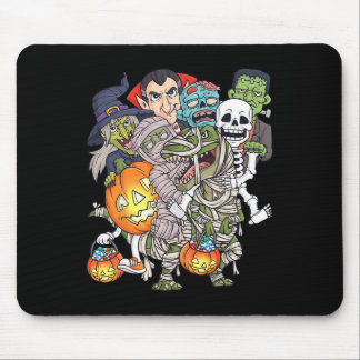 Halloween Skeleton Zombie Riding Mummy T Rex Funny Mouse Mat