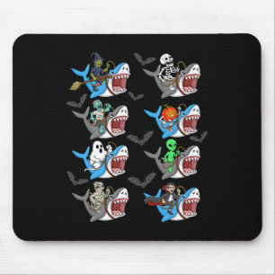 Halloween Skeleton Zombie Riding Shark Mummy Vampi Mouse Mat