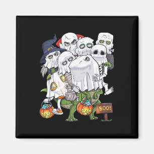 Halloween Skeleton Zombie Riding T Rex Funny Pumpk Magnet