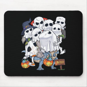 Halloween Skeleton Zombie Riding T Rex Funny Pumpk Mouse Mat