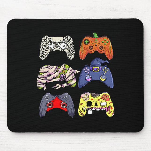 Halloween Skeleton Zombie Witch Controller Mummy B Mouse Mat (Front)