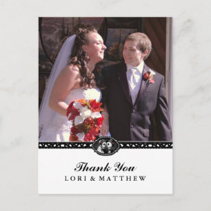 Halloween Skeletons Black White Photo Thank You Postcard