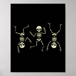 Halloween Skeletons Dancing Funny Boys Girls Kids Poster