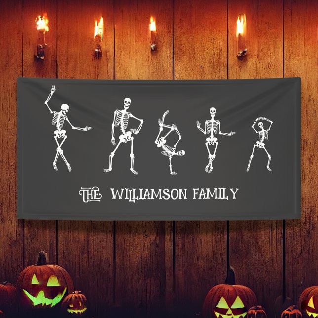 Halloween Skeletons Family of 5 Custom Family Name Banner (Creator Uploaded)
