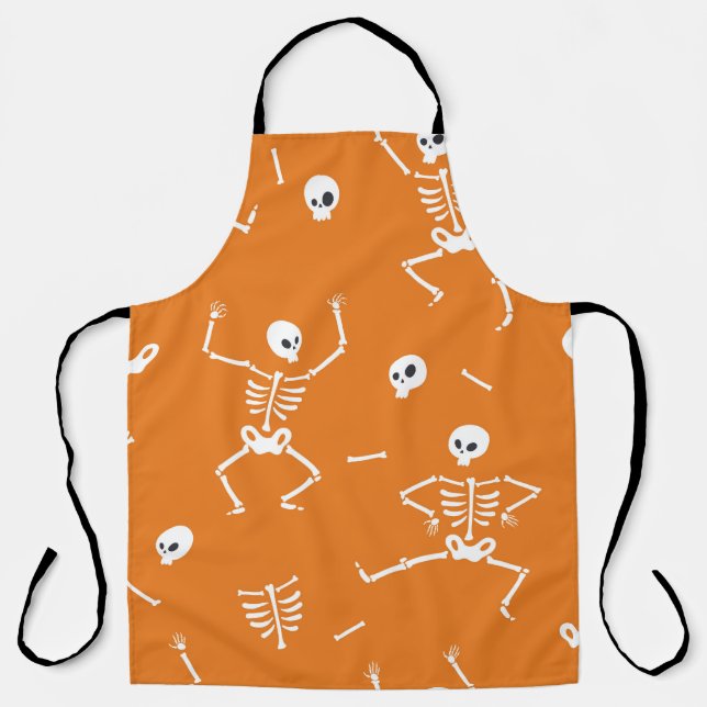 Halloween Skeletons Fun Seamless Pattern Apron (Front)