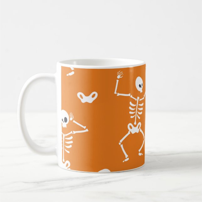 Halloween Skeletons Fun Seamless Pattern Coffee Mug (Left)