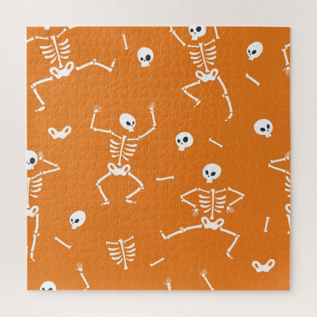 Halloween Skeletons Fun Seamless Pattern Jigsaw Puzzle (Vertical)
