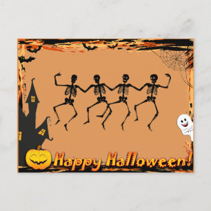 Halloween Skeletons Holiday Postcard
