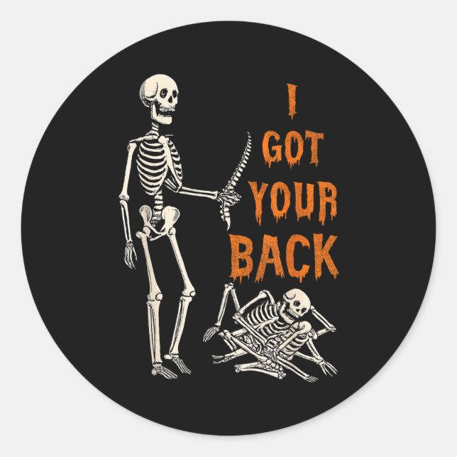 Halloween Skeletons Ive Got Your Back Costume Men  Classic Round Sticker (Front)