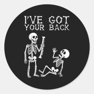 Halloween Skeletons Ive Got Your Back Costume Men Classic Round Sticker