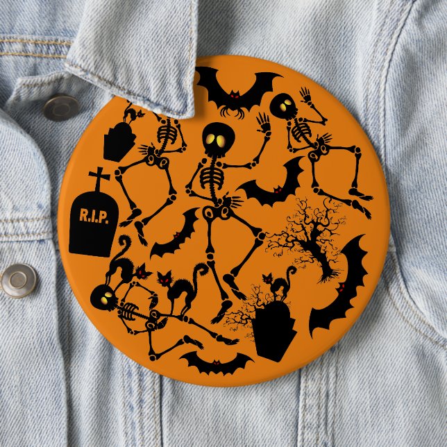 Halloween Skeletons Macabre Dance 6 Cm Round Badge (In Situ)
