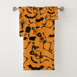 Halloween Skeletons Macabre Dance Bath Towel Set