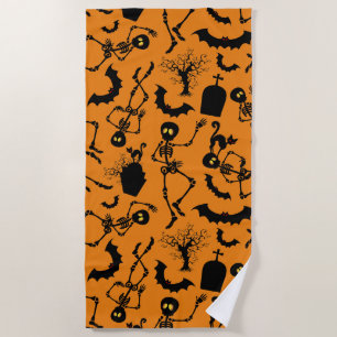 Halloween Skeletons Macabre Dance Beach Towel