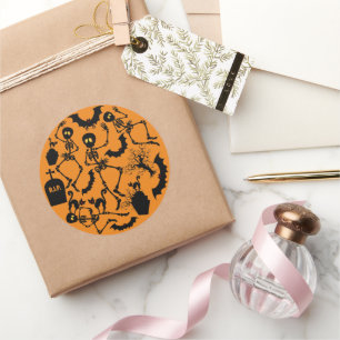 Halloween Skeletons Macabre Dance Classic Round Sticker