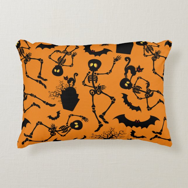Halloween Skeletons Macabre Dance Decorative Cushion (Front)