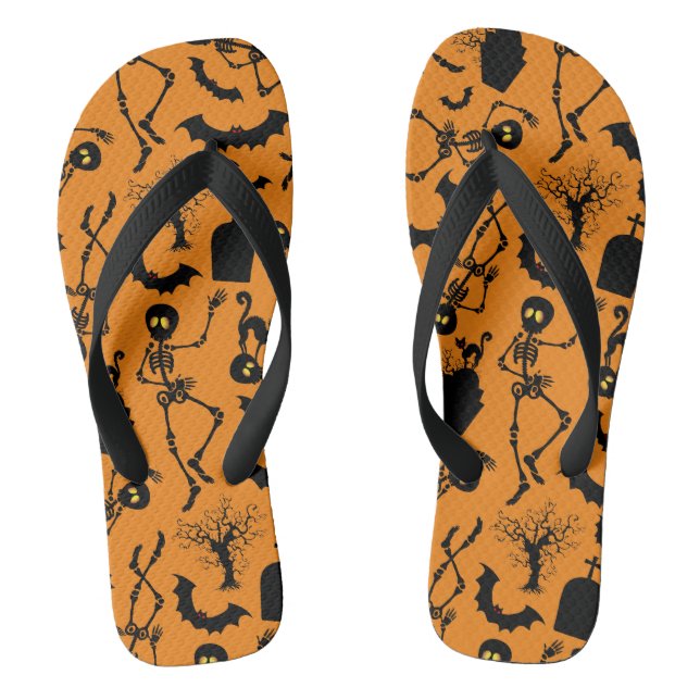 Halloween Skeletons Macabre Dance Flip Flops (Footbed)