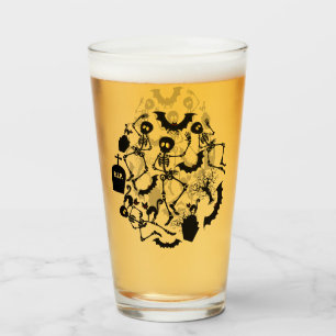 Halloween Skeletons Macabre Dance Glass