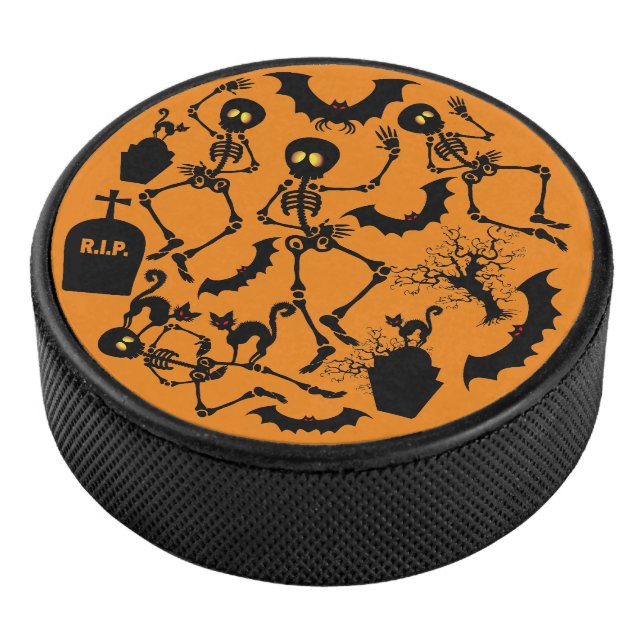 Halloween Skeletons Macabre Dance Hockey Puck (3/4)