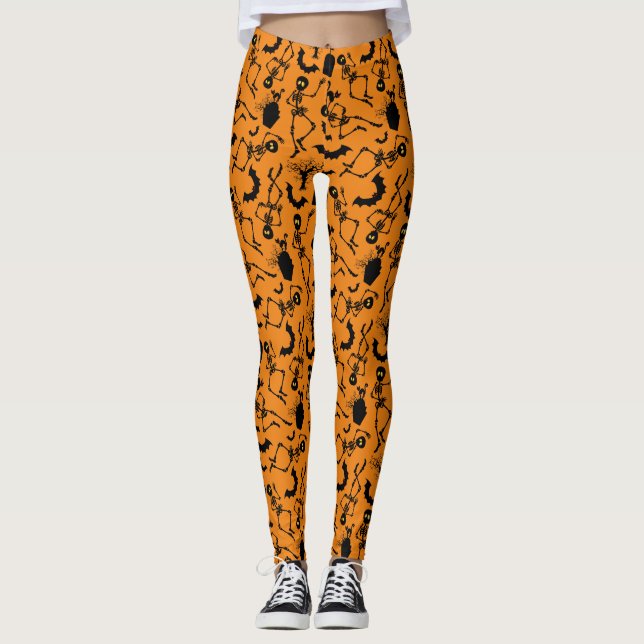 Halloween Skeletons Macabre Dance Leggings (Front)