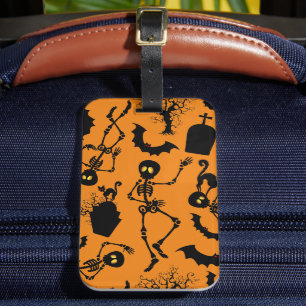 Halloween Skeletons Macabre Dance Luggage Tag