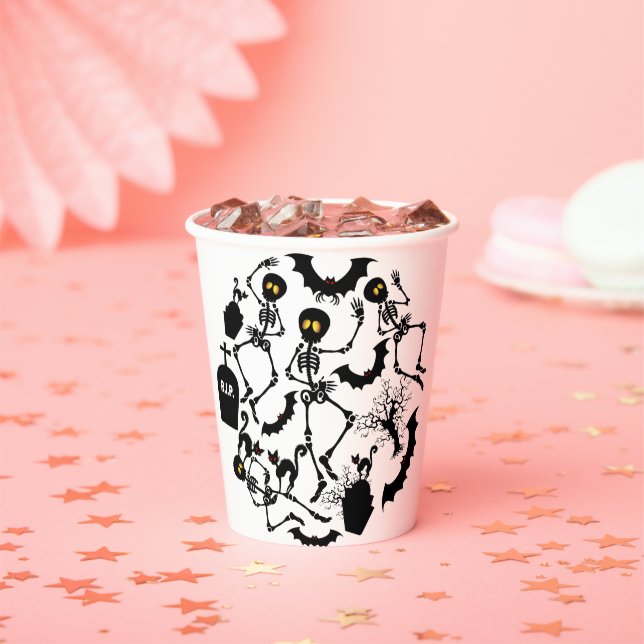 Halloween Skeletons Macabre Dance Paper Cups (Insitu)