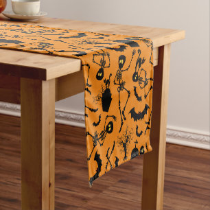 Halloween Skeletons Macabre Dance Short Table Runner
