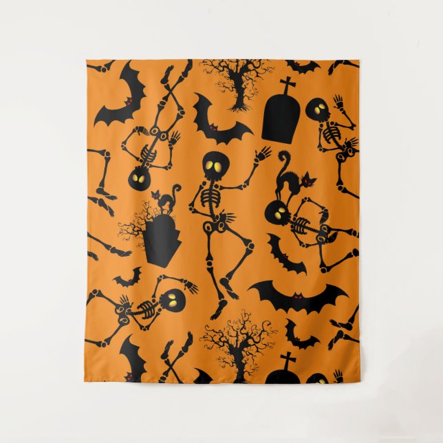Halloween Skeletons Macabre Dance Tapestry (Front)