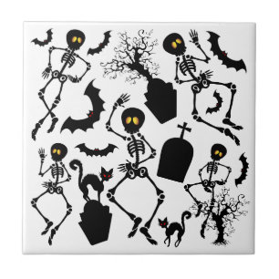 Halloween Skeletons Macabre Dance Tile
