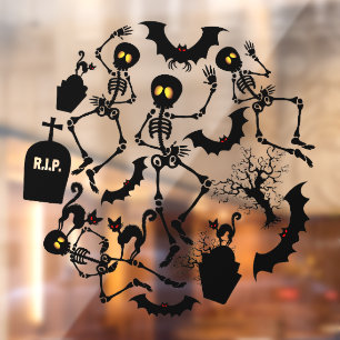Halloween Skeletons Macabre Dance Window Cling