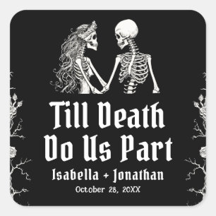 Halloween Skeletons Till Death Do Us Part Wedding Square Sticker